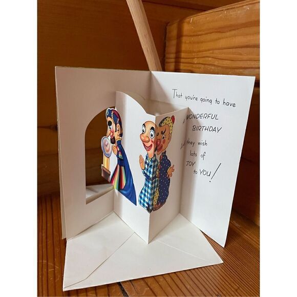 Vintage 1950 Foodini Series Pop-Up Birthday Card Age 4 Pinhead and Jolo - Picture 2 of 3